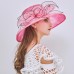 New Vintage Floral Sun Hat for  Summer Wide Brim Organza Net Yarn Beach Cap  eb-52243487